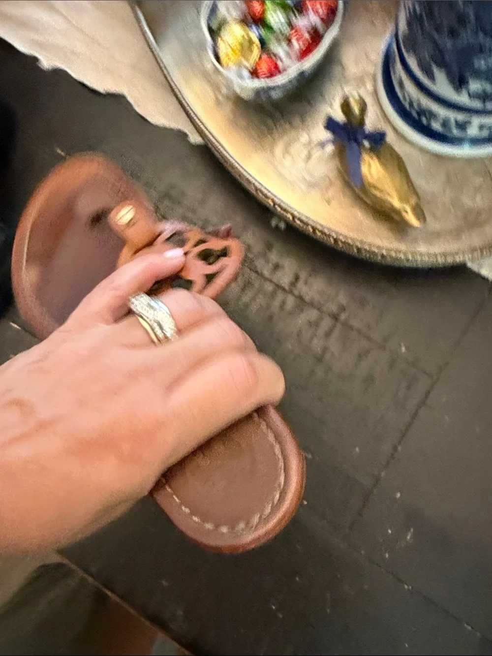 Tory Burch Cognac Leather Miller Thong Sandals - Picture 4 of 7
